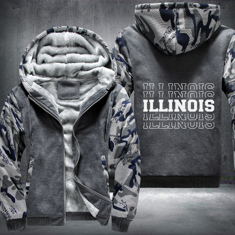 Patriotic USA State Illinois Fleece Hoodies Jacket