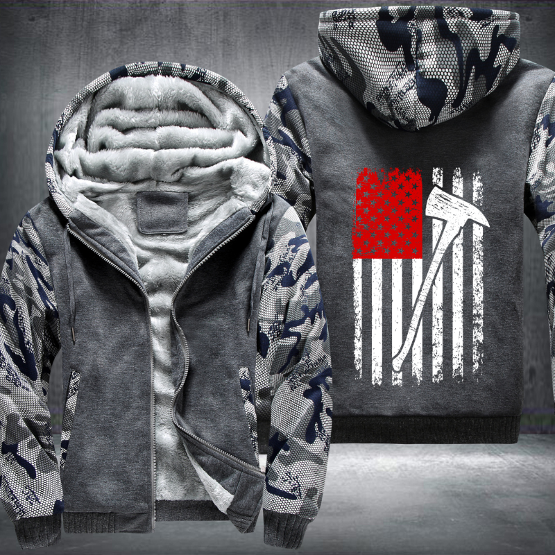 Firefighter American Flag Design Fleece Hoodies Jacket