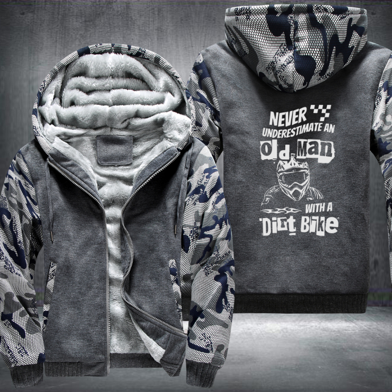 Never Underestimate An Old Man With A Dirt Bike Fleece Hoodies Jacket