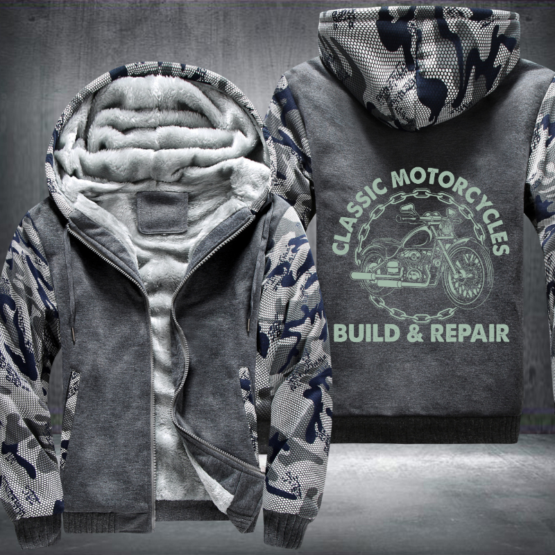 Classic Motorcycles Build Repair Fleece Hoodies Jacket