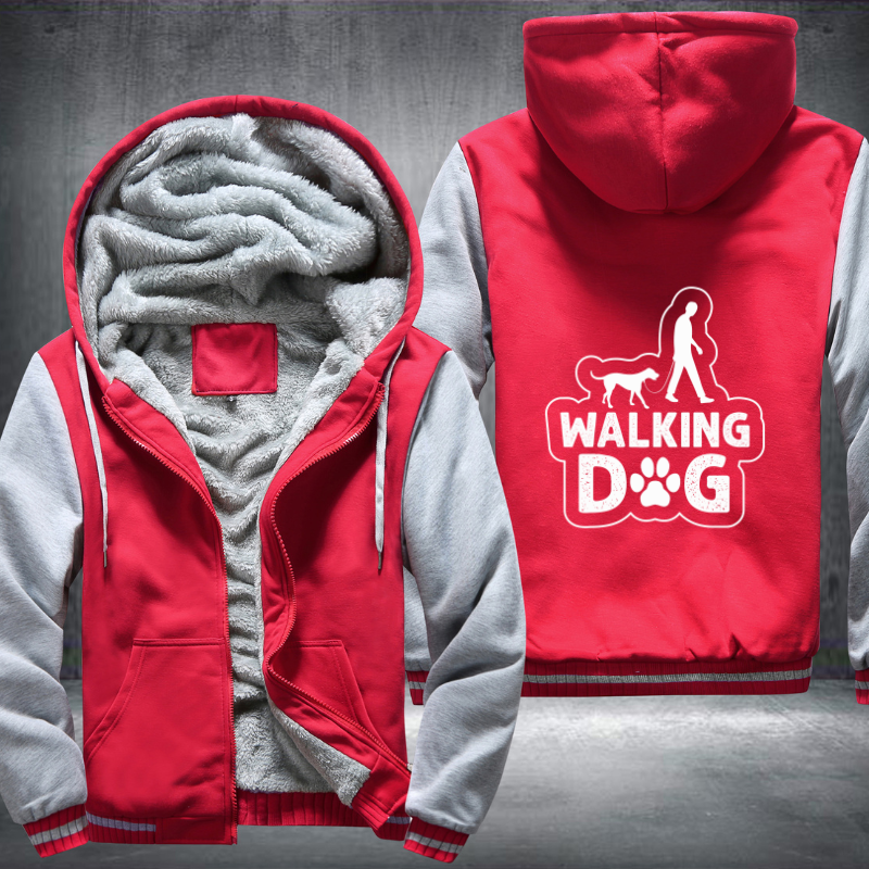 walking dog Fleece Hoodies Jacket