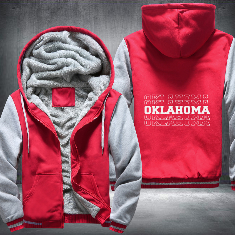 Patriotic USA State Oklahoma Fleece Hoodies Jacket