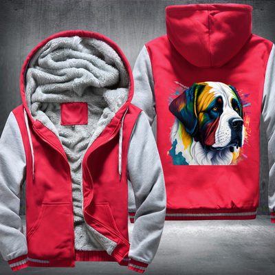 Rainbow Saint Bernard dog Watercolour Fleece Hoodies Jacket