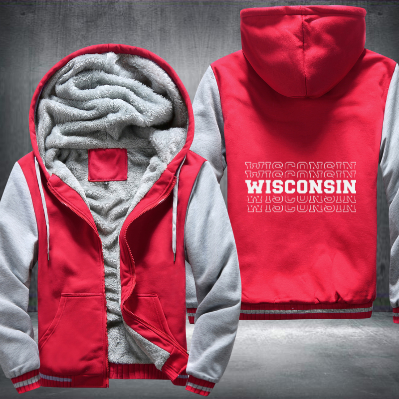 Patriotic USA State Wisconsin Fleece Hoodies Jacket