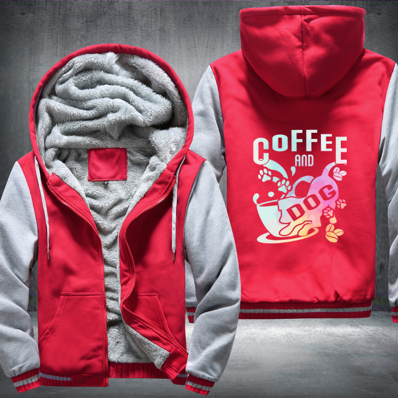 Coffee And Dog Fleece Hoodies Jacket