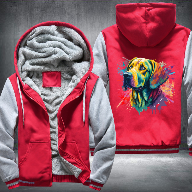 Rainbow Labrador Retriever Watercolour Fleece Hoodies Jacket