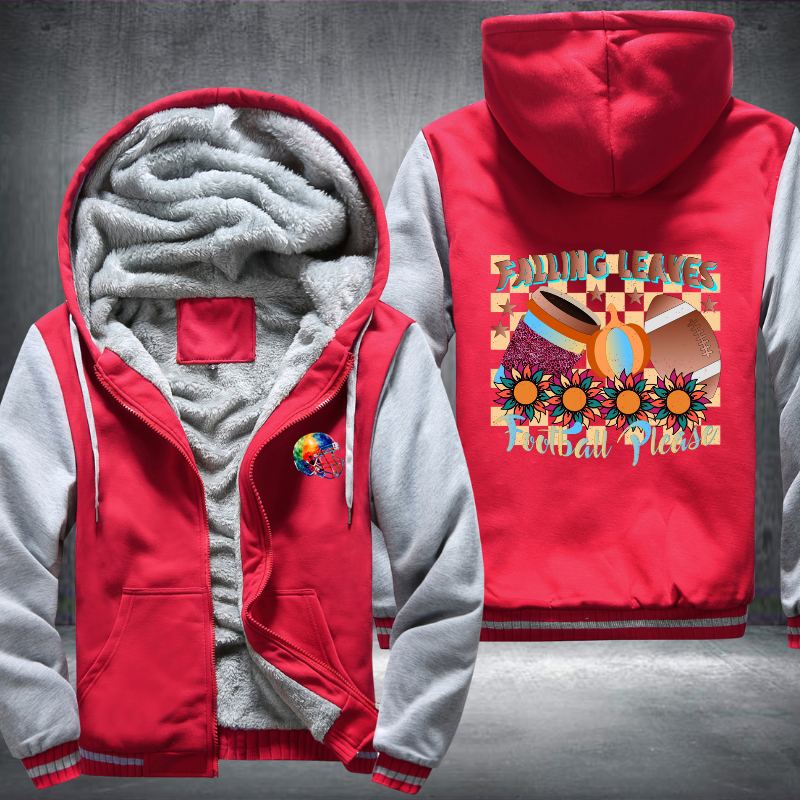 Falling Leaves Football Please Fleece Hoodies Jacket