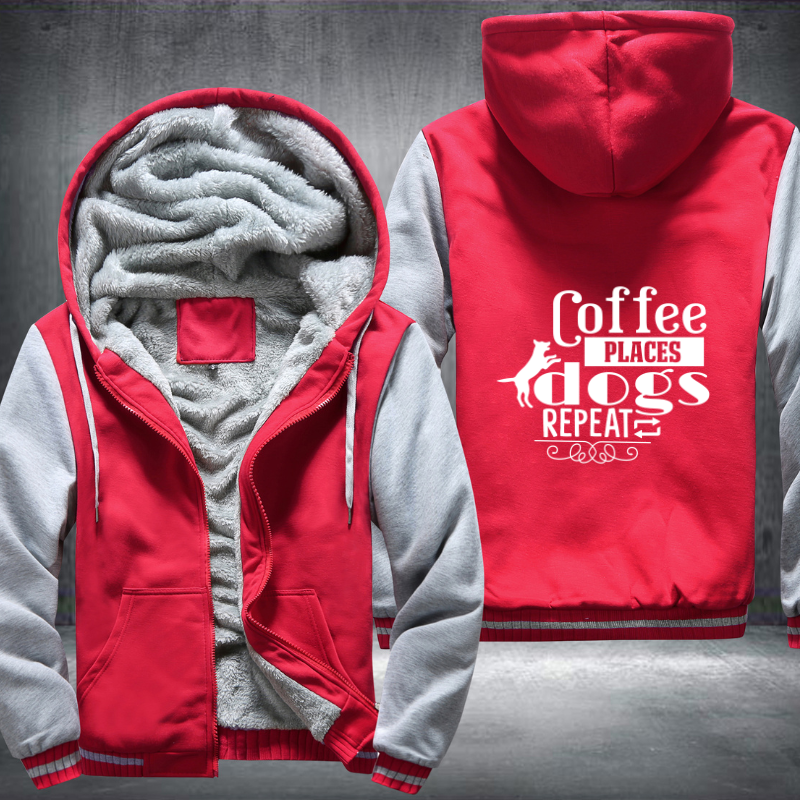 coffee places dogs repeat design Fleece Hoodies Jacket