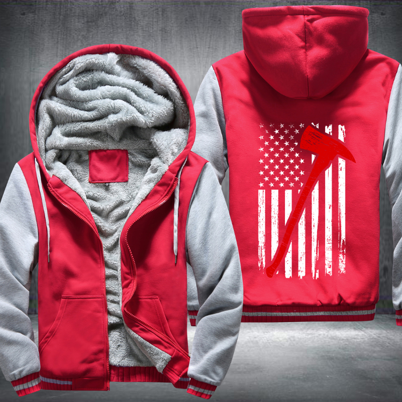 Firefighter American Flag Fleece Hoodies Jacket