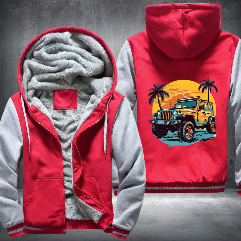 4x4 Car Tackling Sandy Shores Fleece Hoodies Jacket