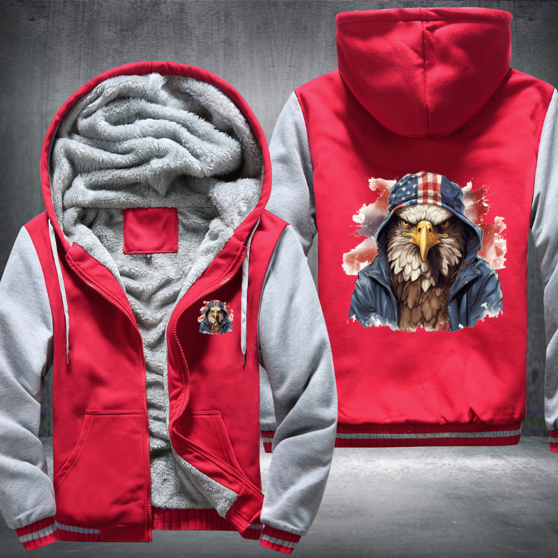 Animal Hiphop Graphic Eagle Fleece Hoodies Jacket