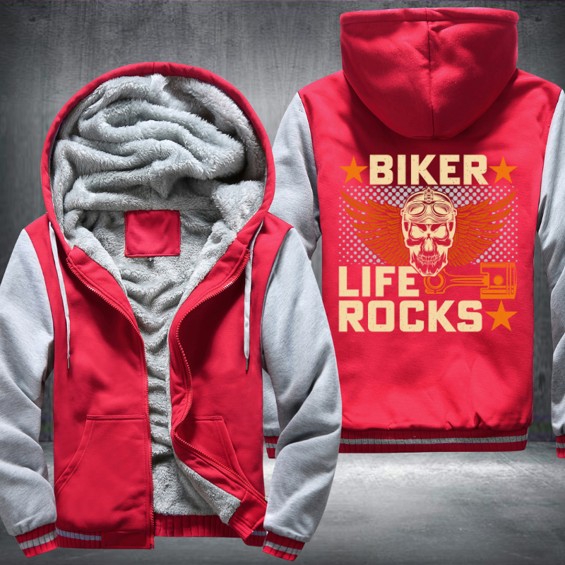 Biker Life Rocks Motorcycle Fleece Hoodies Jacket