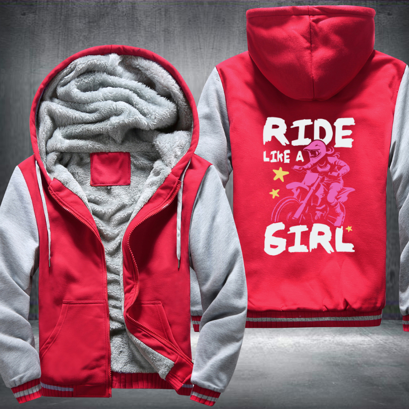 Ride Like A Girl Pattern Fleece Hoodies Jacket