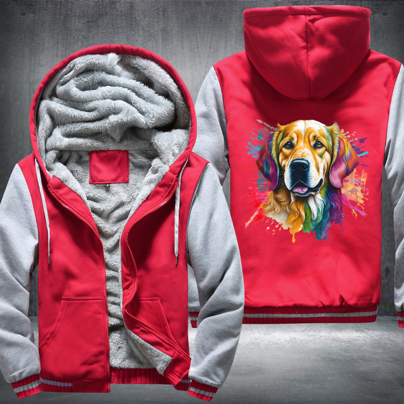 Rainbow Golden Retriever Watercolour Fleece Hoodies Jacket