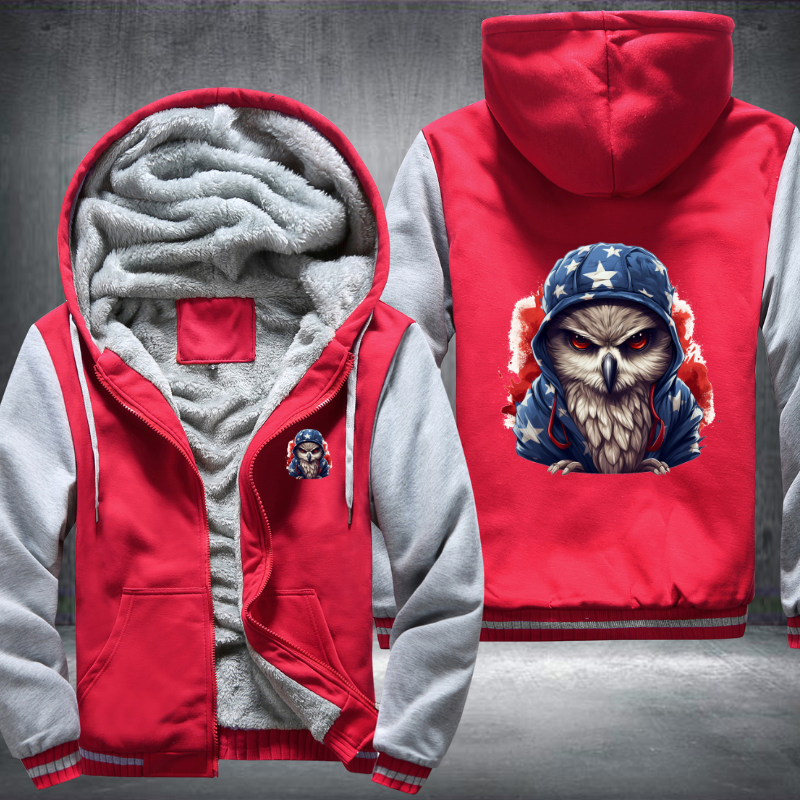 Animal Hiphop Graphic Owl Fleece Hoodies Jacket