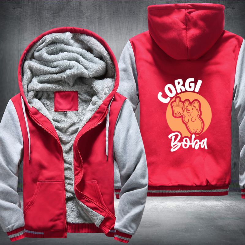 corgi boba Fleece Hoodies Jacket