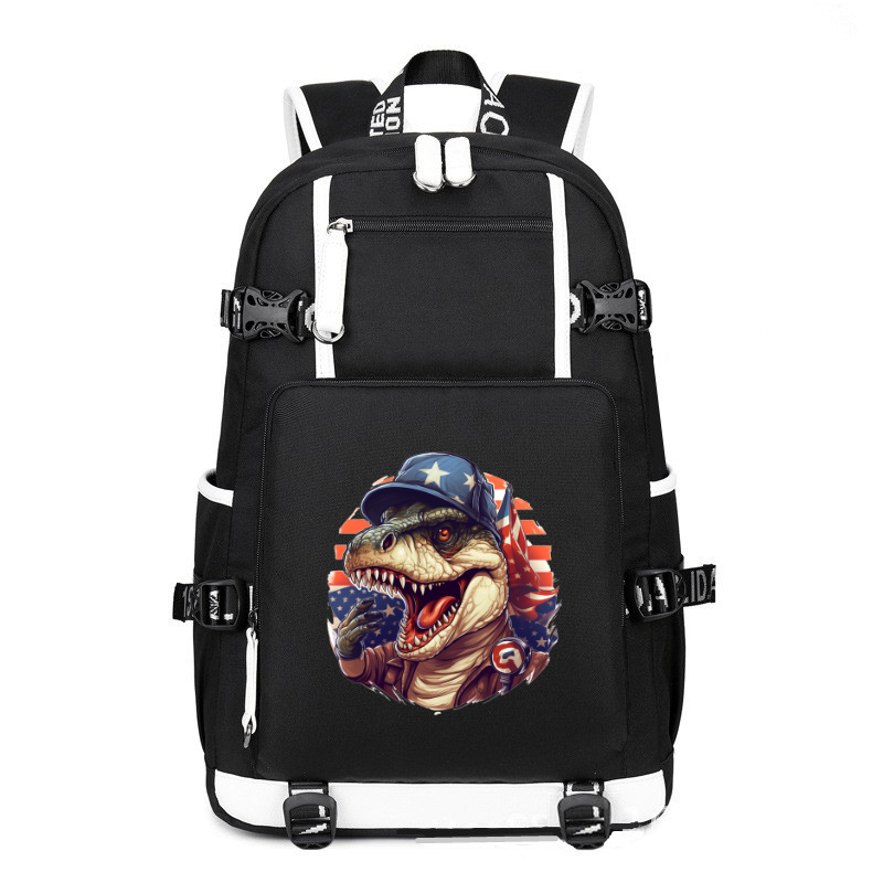 Animal Hiphop Graphic Funny Dinosaur printing Canvas Backpack