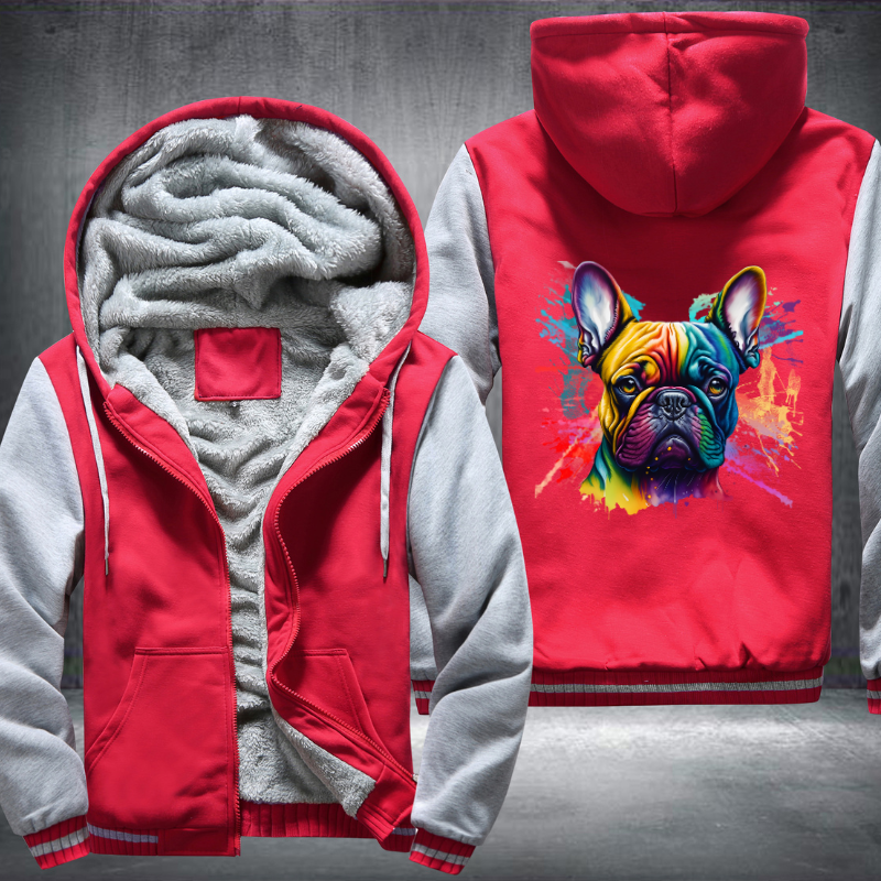 Rainbow French Bulldog Watercolour design Fleece Hoodies Jacket