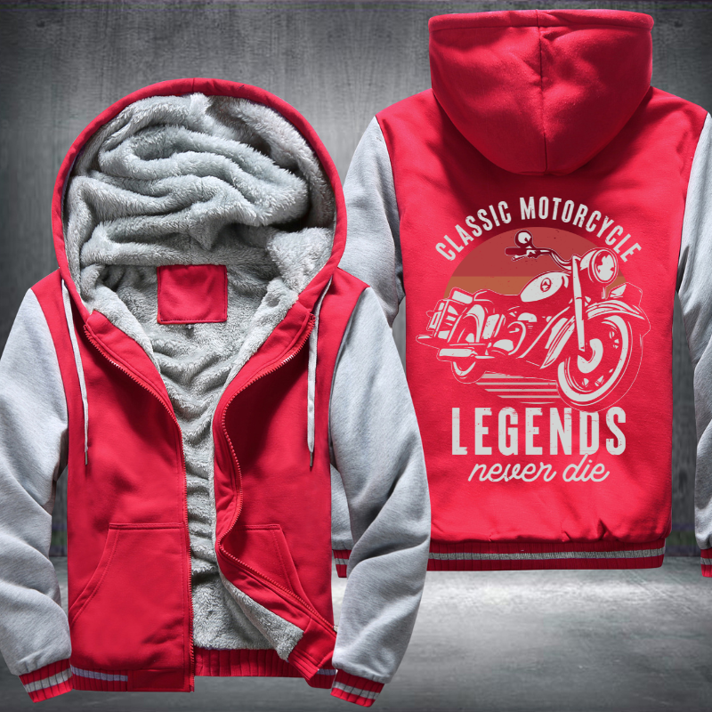 Classic Motorcycle Legends Never Die Fleece Hoodies Jacket