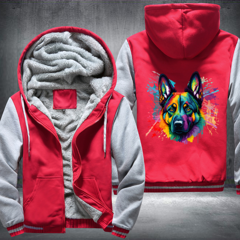 Rainbow German Shepherd Dog Watercolour Fleece Hoodies Jacket