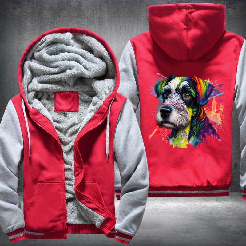 Rainbow Miniature Schnauzer dog Watercolour Fleece Hoodies Jacket