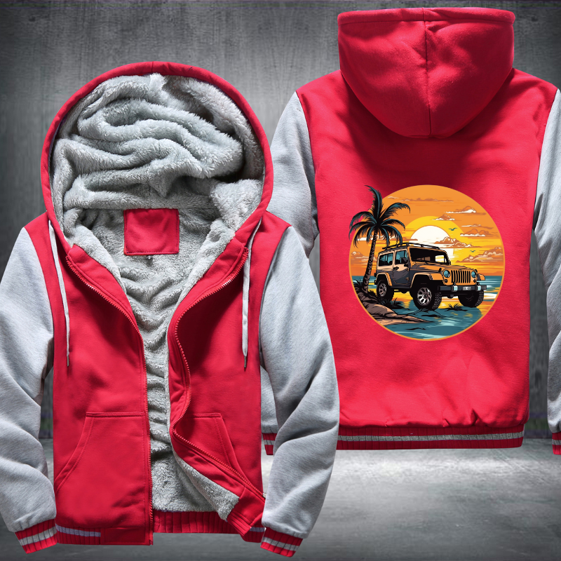Off-Roading by the Ocean 4x4 car Fleece Hoodies Jacket