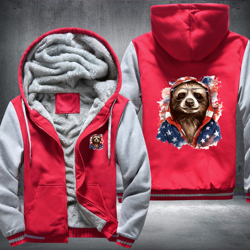 Animal Hiphop Graphic Funny Sloth Fleece Hoodies Jacket