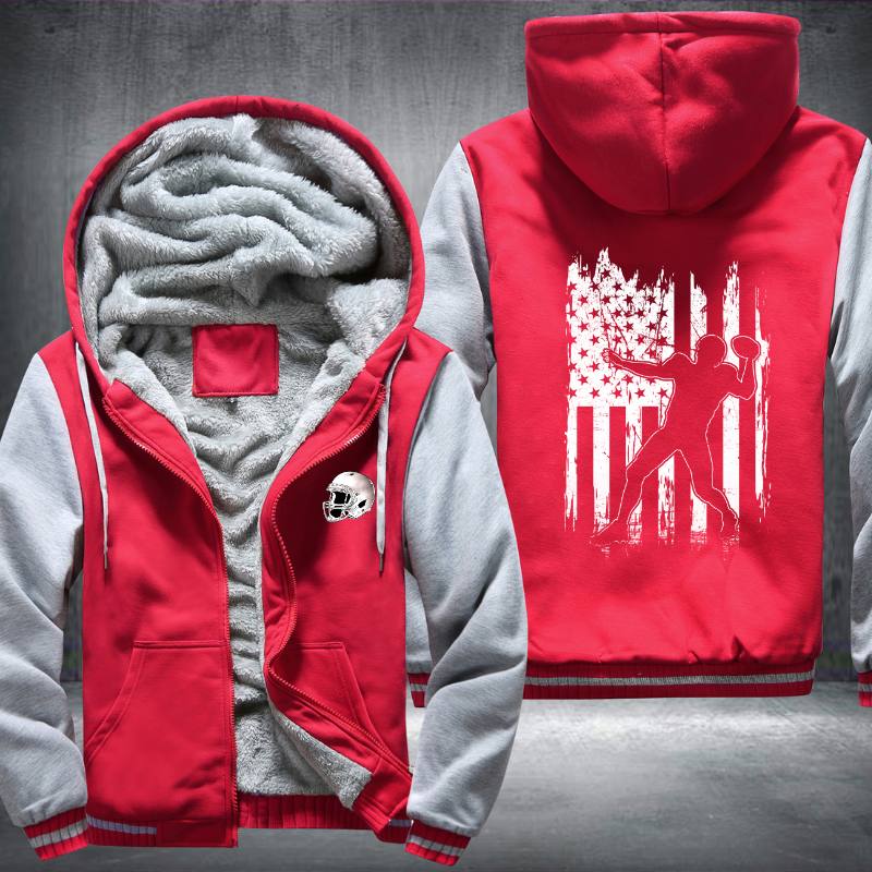 American Football Player USA flag Fleece Hoodies Jacket