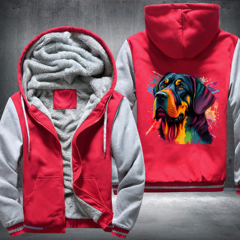 Rainbow Rottweiler dog Watercolour Fleece Hoodies Jacket