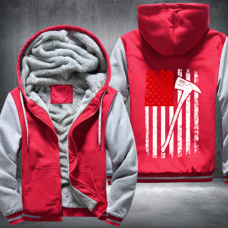 Firefighter American Flag Design Fleece Hoodies Jacket