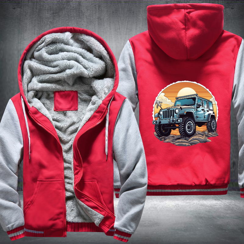 Beach Escapades in 4x4s Fleece Hoodies Jacket