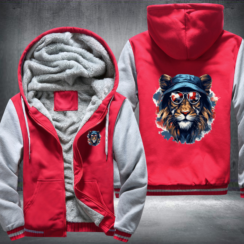 Animal Hiphop Graphic Funny Lion Fleece Hoodies Jacket
