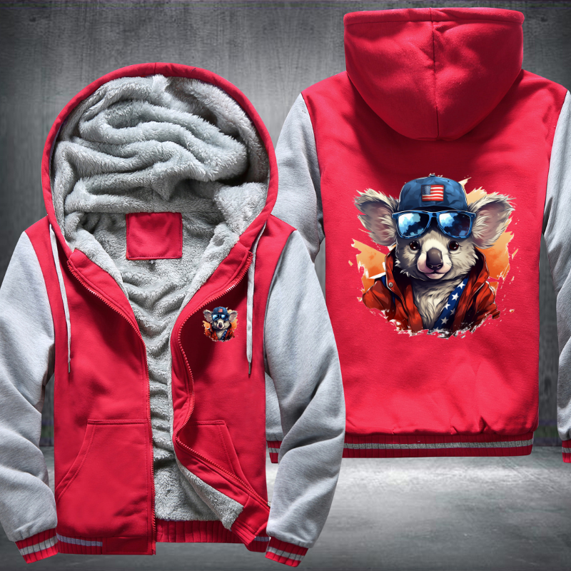 Animal Hiphop Graphic Funny Koala Fleece Hoodies Jacket