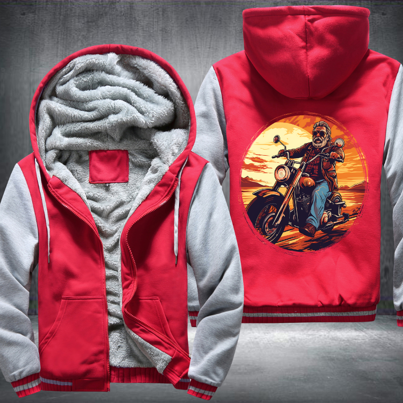 Grandpa Ride Motorcycle Design Fleece Hoodies Jacket