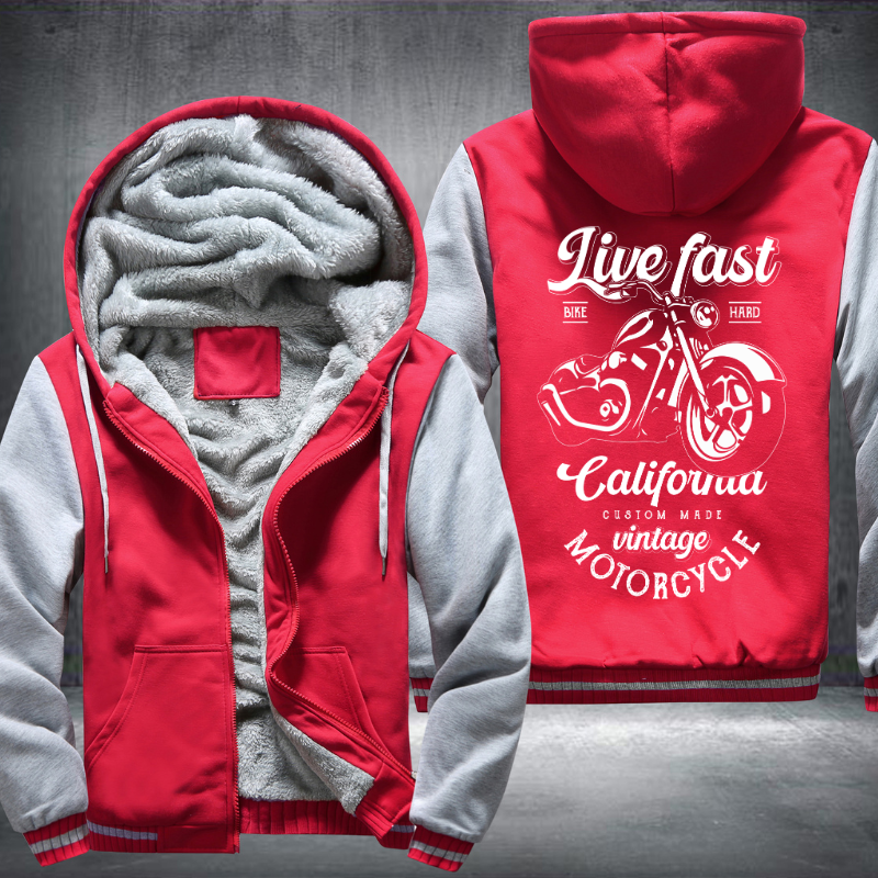 Live Fast Bike Hard Vintage Motorcycle Fleece Hoodies Jacket