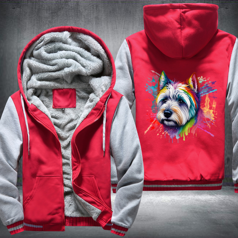 Rainbow West Highland White Terrier Fleece Hoodies Jacket