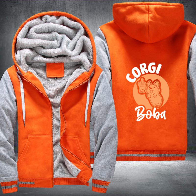 corgi boba Fleece Hoodies Jacket