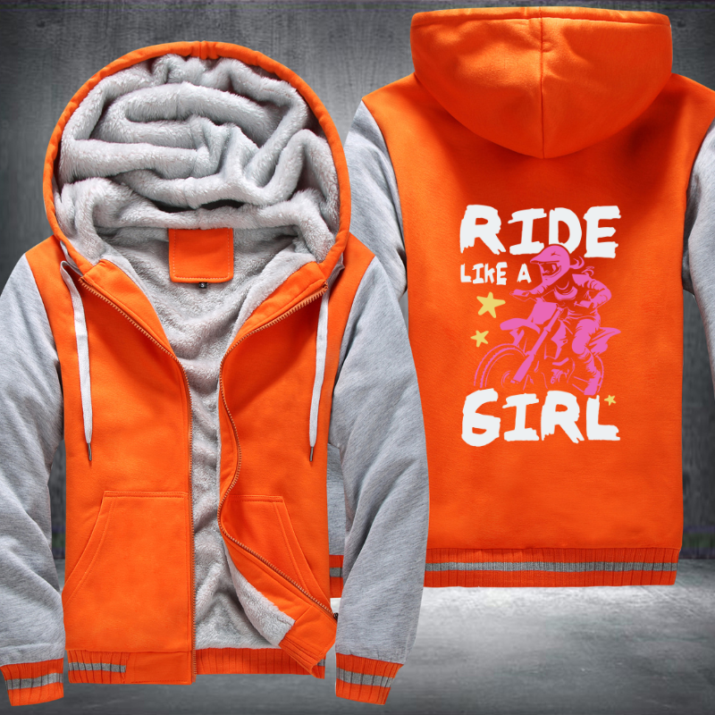 Ride Like A Girl Pattern Fleece Hoodies Jacket