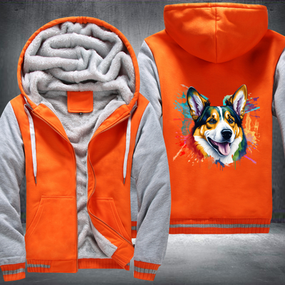 Rainbow Welsh Corgi dog Watercolour Fleece Hoodies Jacket