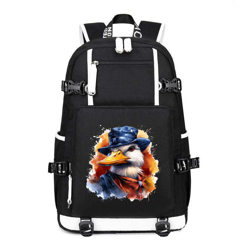 Animal Hiphop Graphic Funny Duck printing Canvas Backpack