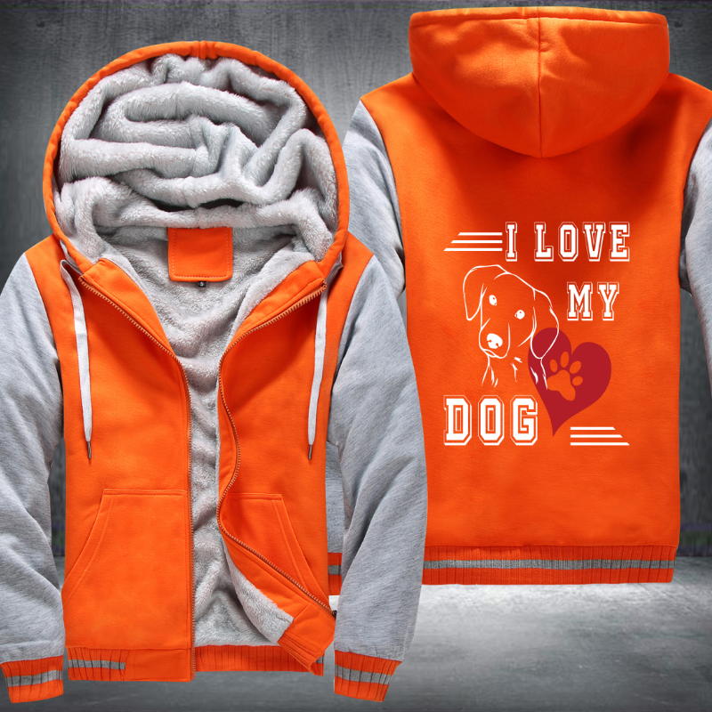 I Love My Dog Fleece Hoodies Jacket