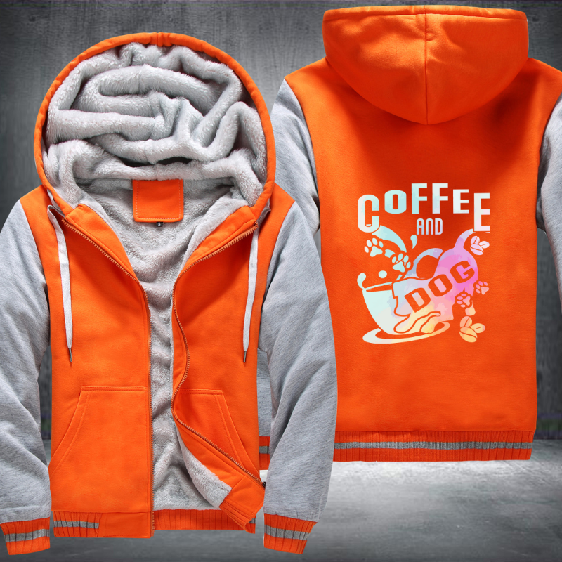 Coffee And Dog Fleece Hoodies Jacket