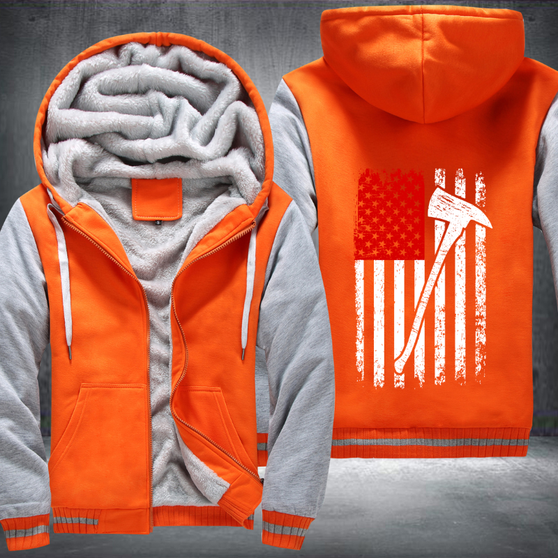 Firefighter American Flag Design Fleece Hoodies Jacket