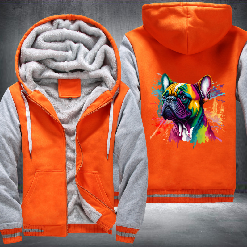 Rainbow cute French Bulldog Watercolour design Fleece Hoodies Jacket