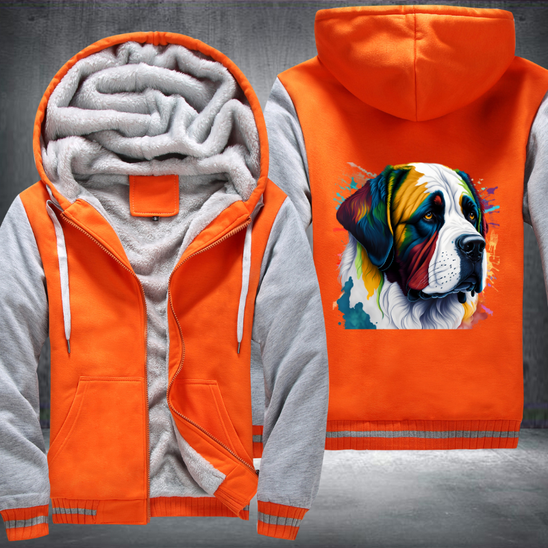 Rainbow Saint Bernard dog Watercolour Fleece Hoodies Jacket