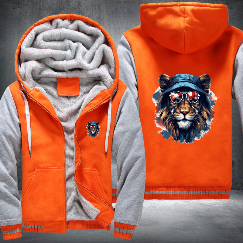 Animal Hiphop Graphic Funny Lion Fleece Hoodies Jacket