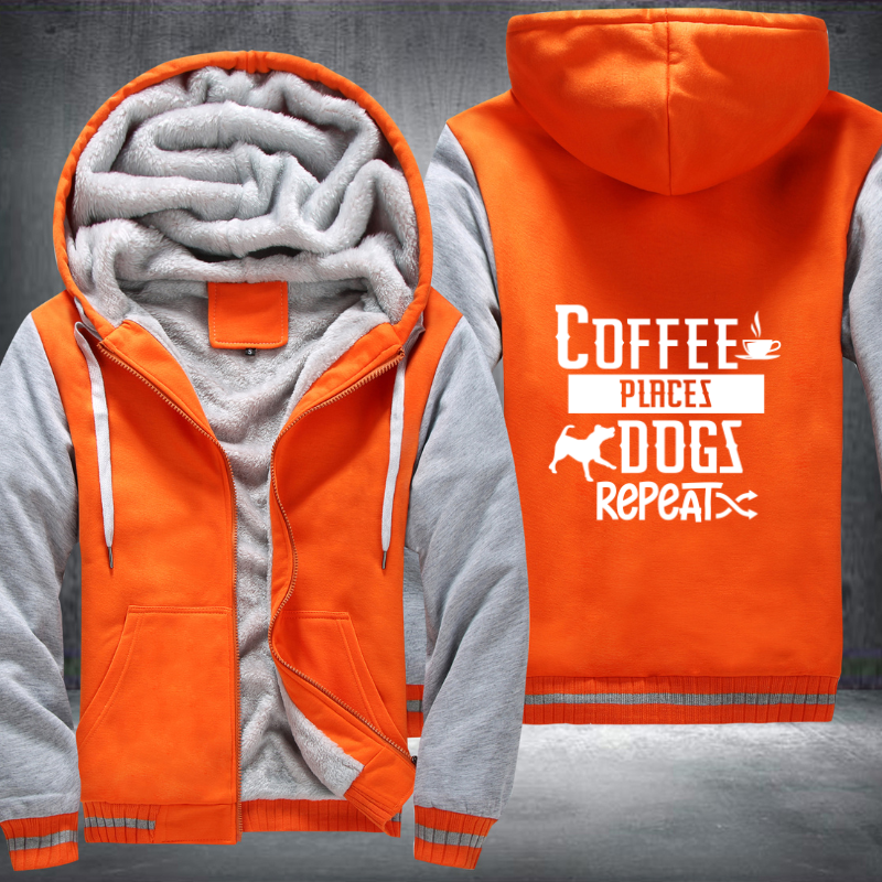 coffee places dogs repeat Fleece Hoodies Jacket