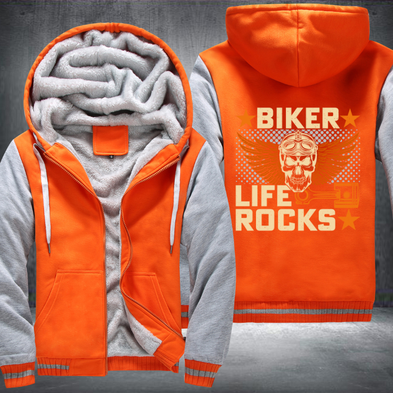 Biker Life Rocks Motorcycle Fleece Hoodies Jacket