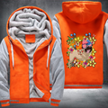 Dog with USA glasses flower Fleece Hoodies Jacket