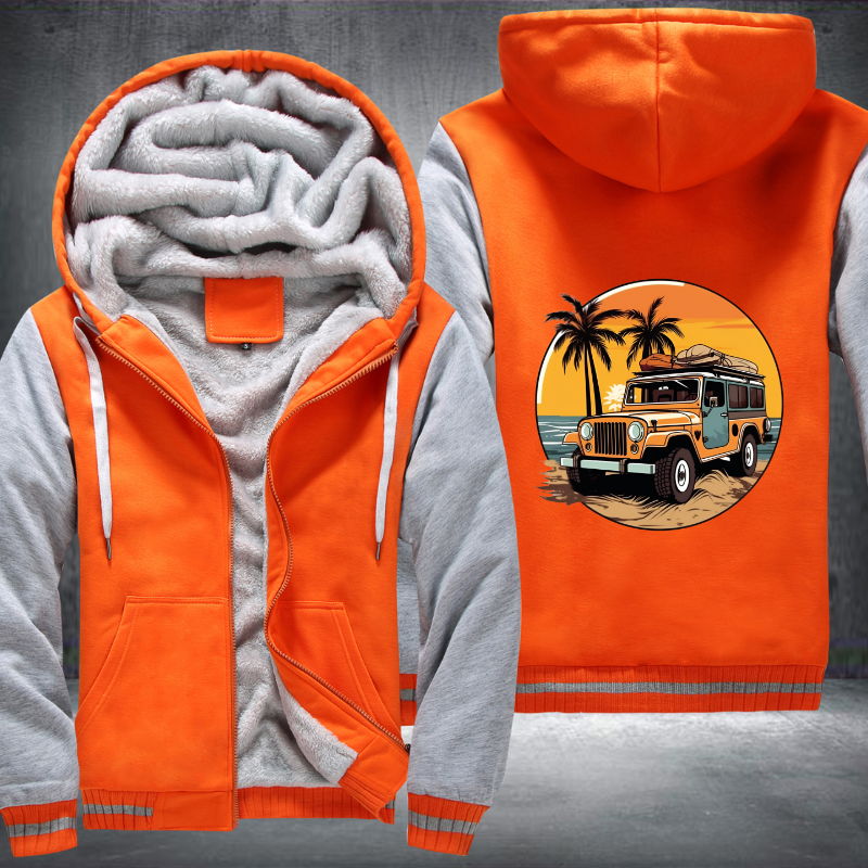 Beach Adventures with 4WD Vehicles Fleece Hoodies Jacket